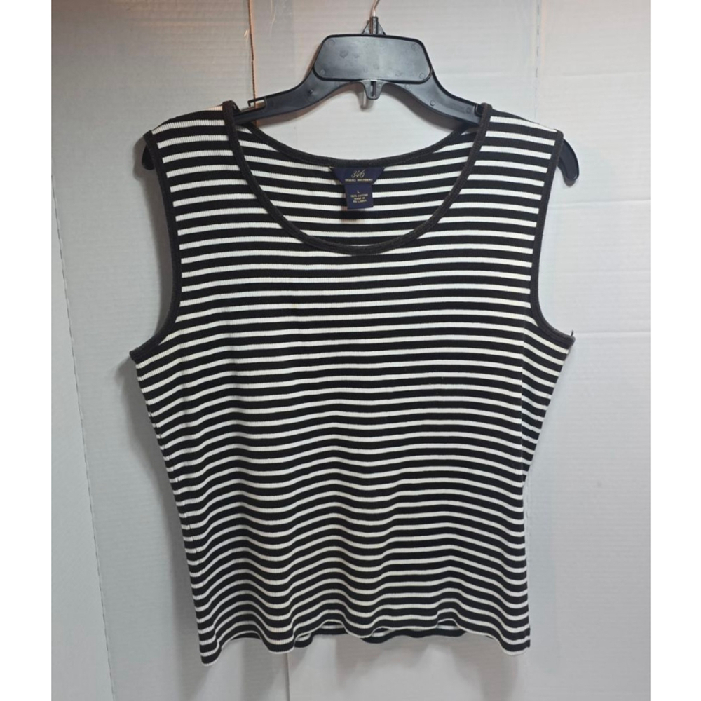 Women's Brooks Brothers Striped Tank Top L Black White